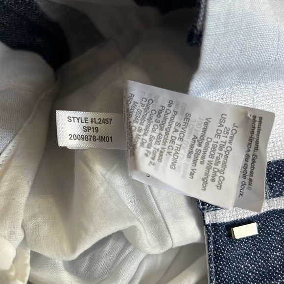 J. Crew Point Sur High Rise Striped Pant 100% linen 0 - Picture 9 of 11